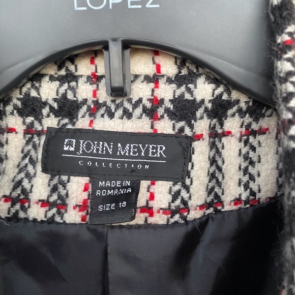 John Meyer plaid funnel neck coat single button - Picture 3 of 8